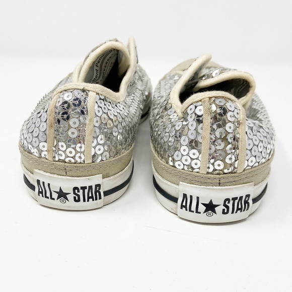 CONVERSE | Silver Sequin Laceless Sneakers - Picture 4 of 13